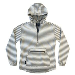 Charles River Apparel XXS Packable Anorak Windbreaker Grey White Striped Unisex